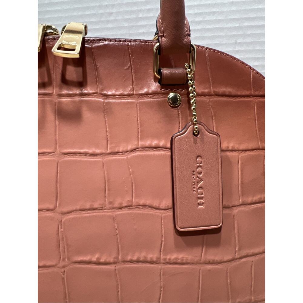 Coach Pink Croc-Embossed Leather Dome Satchel F32120 - Picture 5 of 16